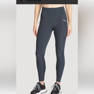 Eddie Bauer Women Trail Tights Blue Leggings Stretch Large High Rise